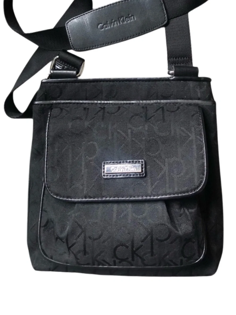 Calvin Klein Black Signature PrintCross Body Bag